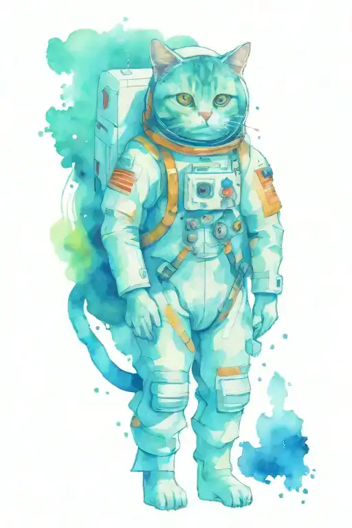SPACEMAN cat tattoo design idea