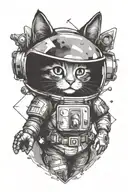 SPACEMAN cat tattoo design idea