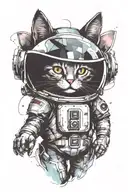 SPACEMAN cat tattoo design idea