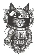 SPACEMAN cat tattoo design idea