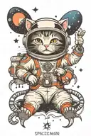 SPACEMAN cat tattoo design idea