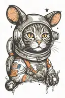 SPACEMAN cat tattoo design idea