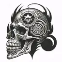 Cyber sigilism skull tattoo design idea