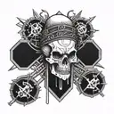 Cyber sigilism skull tattoo design idea