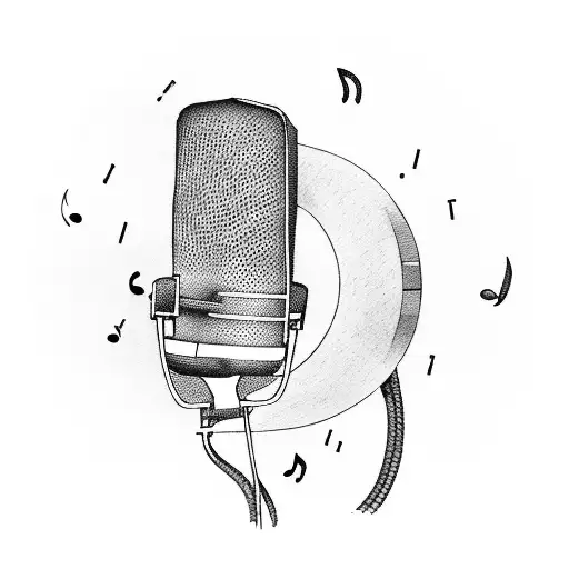 Music Tape with title "Soundtrack of my life" and the tape goes into a microphone cable into a Microphone and Guitar tattoo design idea