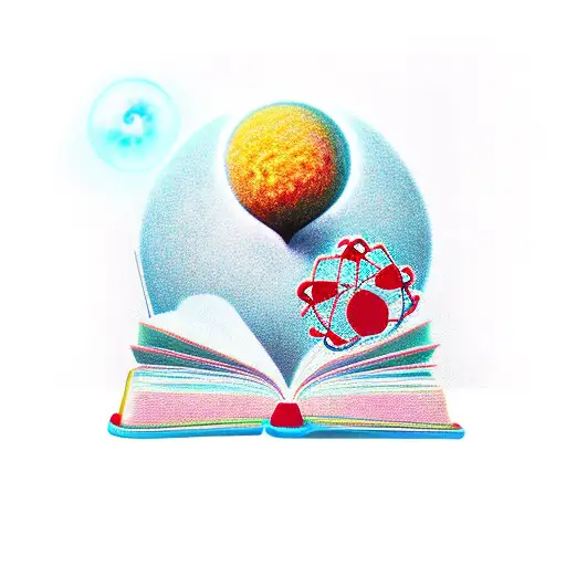 atom and book and paw tattoo design idea