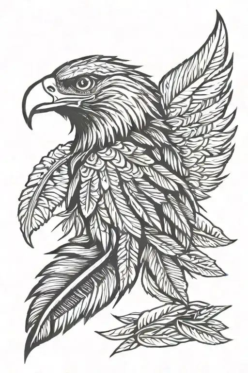 eagle feather with dog tags tattoo design idea
