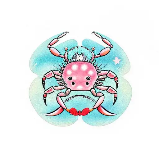 cute crab girly and Virgo  tattoo design idea