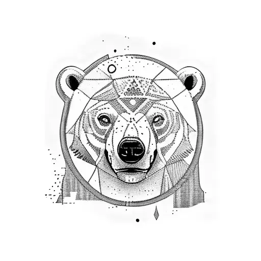 polar bear side on patchwork tattoo design idea