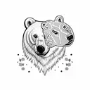 polar bear side on patchwork tattoo design idea