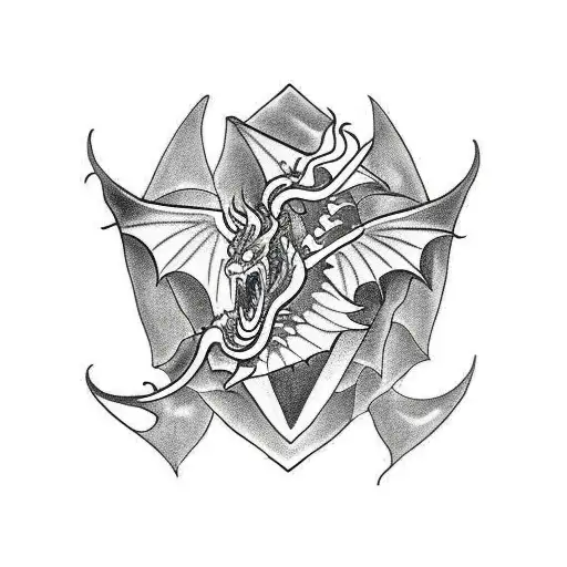 winged medieval dragon tattoo design idea