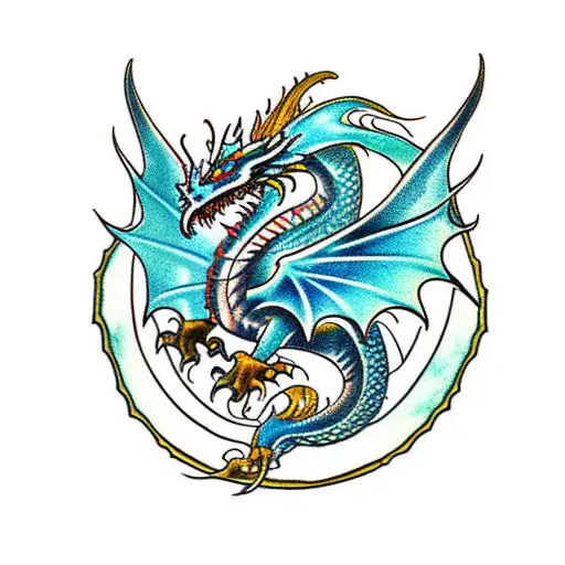 winged medieval dragon tattoo design idea