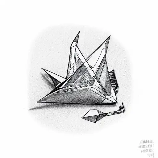 paper crane turns into real one tattoo design idea