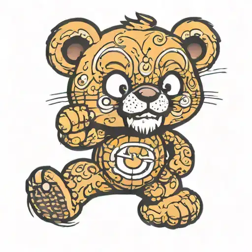 Garfield pookie Bear standing tattoo design idea