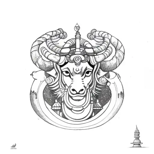 capricorn for bicep with lord hanuman tattoo design idea