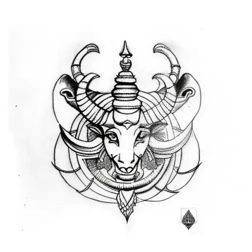 capricorn tattoo for bicep with lord hanuman tattoo design idea
