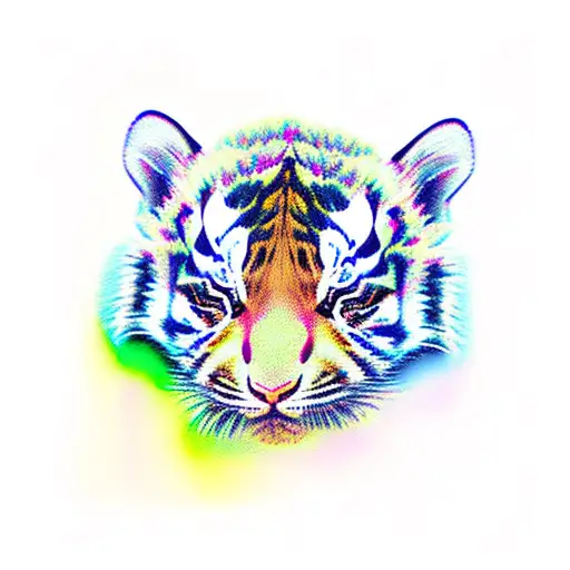 baby tiger sleeping tattoo design idea
