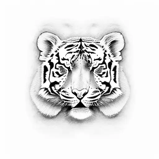 baby tiger sleeping tattoo design idea