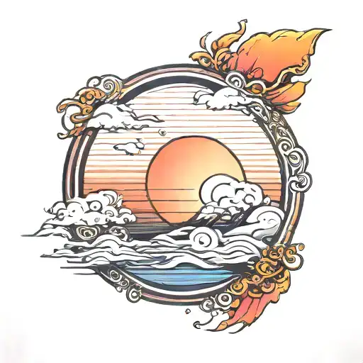 Enso circle with sunrise tattoo design idea