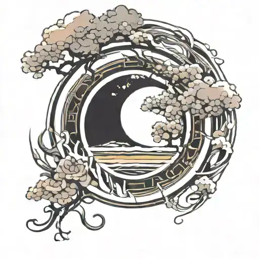Enso circle with sunrise tattoo design idea