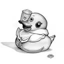 rubber duck tattoo with the name Amanda incorporated  tattoo design idea