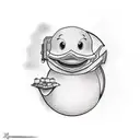 rubber duck tattoo with the name Amanda incorporated  tattoo design idea