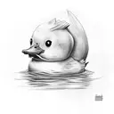 rubber duck tattoo with the name Amanda incorporated  tattoo design idea
