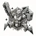 Mjolnir surrounded by pixelated Pikachu characters in a political rally setting tattoo design idea