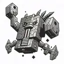 Mjolnir surrounded by pixelated Pikachu characters in a political rally setting tattoo design idea