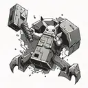 Mjolnir surrounded by pixelated Pikachu characters in a political rally setting tattoo design idea