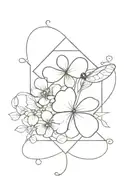 birth month flowers , September, April, May, June . and anchor with a shamrock center. a blue butterfly flying over.  tattoo design idea