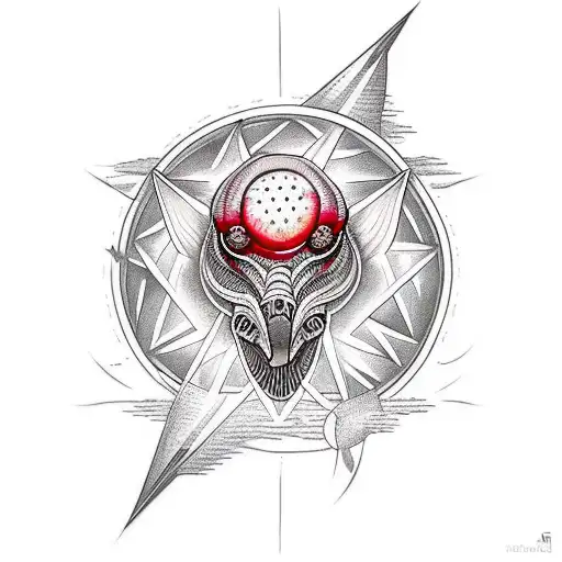 optical illusion throat tattoo with blood moon  tattoo design idea