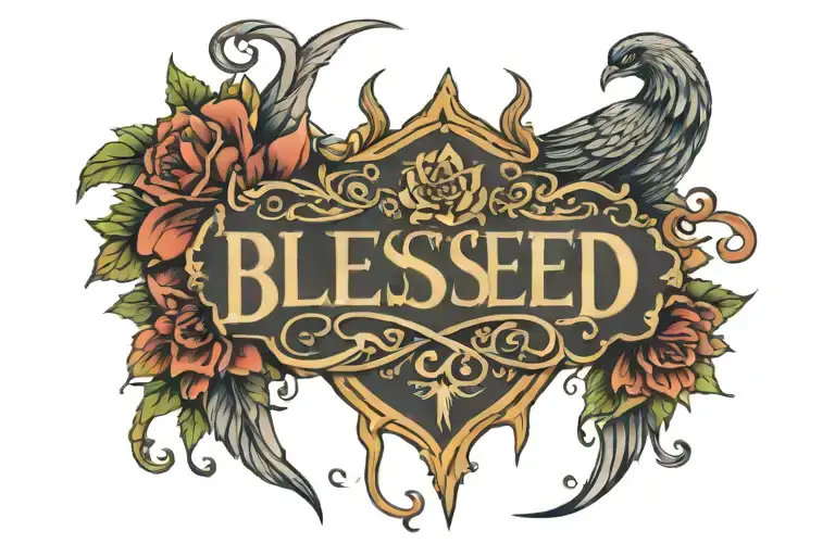 Blessed word tattoo design idea