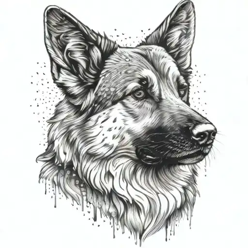 2 year old slim german shepherd dog tattoo design idea