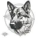 2 year old slim german shepherd dog tattoo design idea