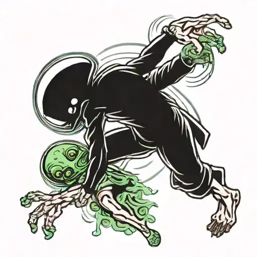 alien abduction scene depicting tattoo design idea