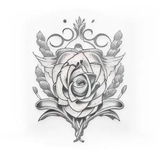 rosemary; petunia; thunderbolt tattoo design idea