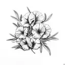 rosemary; petunia; bolt tattoo design idea