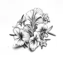 rosemary; petunia; bolt tattoo design idea