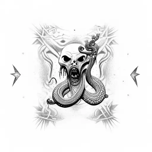 Zombie Snake in pentagram  tattoo design idea