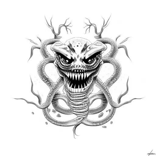 Zombie snake  tattoo design idea