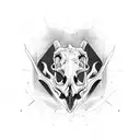 half dinosaur skull, half dinosaur face tattoo design idea