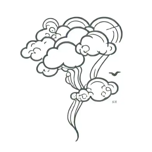 suminagashi flying nimbus clouds tattoo design idea