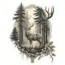 deer and forest tattoo design idea