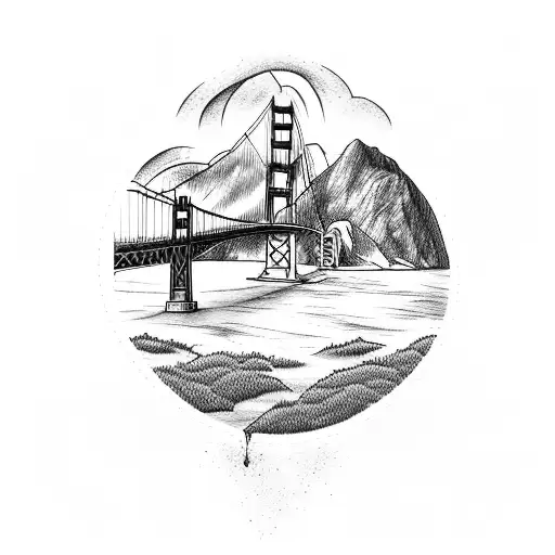 simple skyline with golden gate bridge tattoo design idea