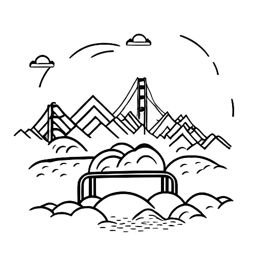 simple skyline with golden gate bridge tattoo design idea