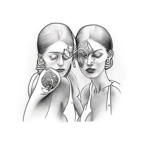 A stunning tattoo of a sapphic couple dancing gracefully to the rhythm of music, capturing the essence of your interests and passions tattoo design idea