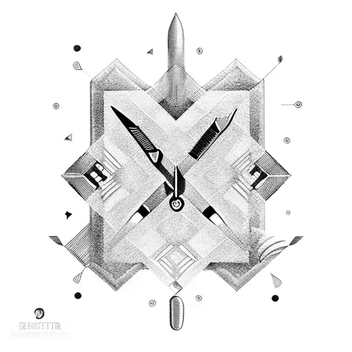 Incorporate barber tools (scissors, razor, comb) into a geometric design tattoo design idea