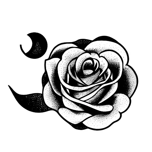 Pink roses with moon tattoo design idea