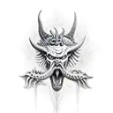 satan with leviathan cross tattoo design idea